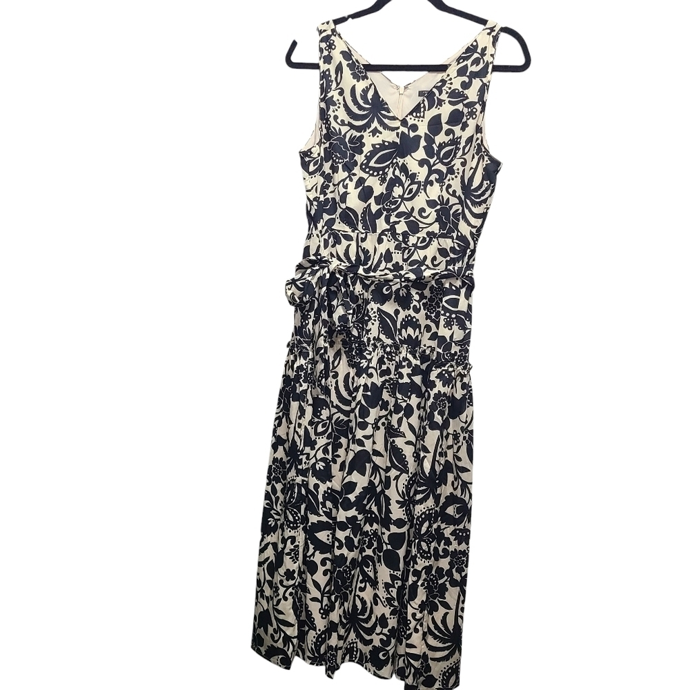 Ann Taylor Monochrome Floral Sleeveless Midi Dress 8P - Picture 4 of 16